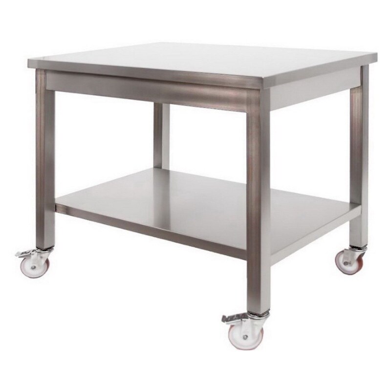 Tavolo Inox Professionale su Ruote cm 80x70x85