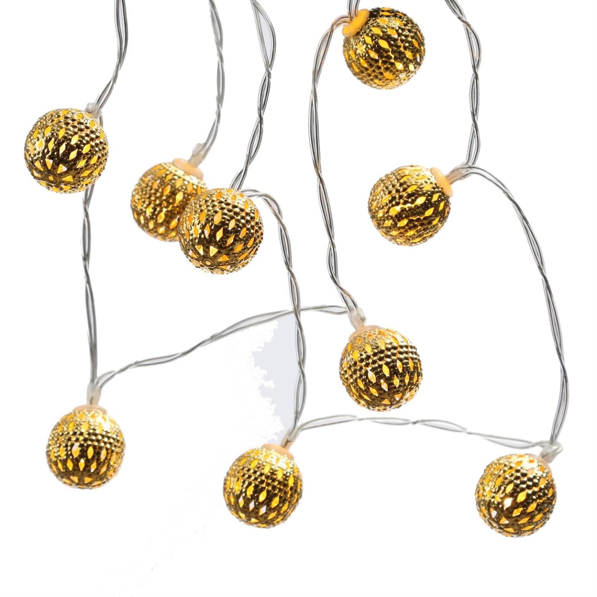LED Lichterkette 20 Kugeln Metallbälle orientalisch marokkanisch gold