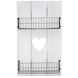 thumbnail of Wandregal HWC-D42, Wandpaneel Holzregal Regal mit Körben, Massivholz ~ weiß shabby, 70x40x10cm