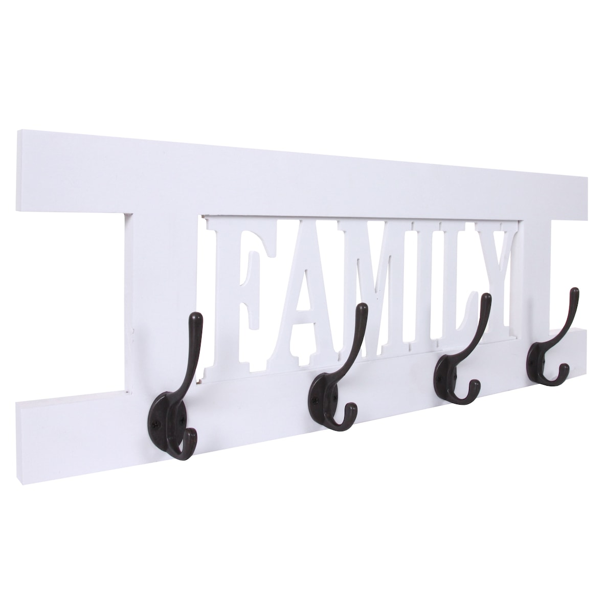 Appendiabiti da parete HWC-C60 Family, pannello appendiabiti, look shabby vintage 60x21cm ~ laccato bianco