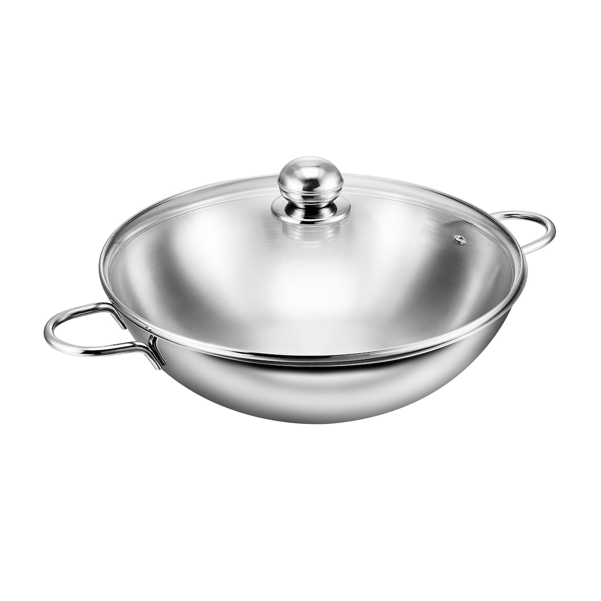 Kopf Wok Josie (Edelstahl, Ø 32 cm, inkl. Glasdeckel, Induktion) silber