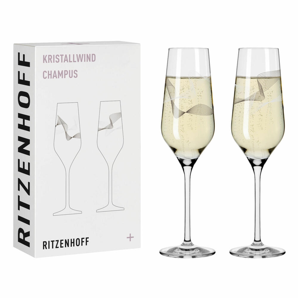 Ritzenhoff Champagnerglas Kristallwind Champagner 2er-Set 002, Sektglas, Romi Bohnenberg, Kristallglas, 250 ml, 3711002