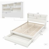 thumbnail of Merax Stauraumbett Doppelbett 140x200 Massivholzbett mit Schublade @ Kopfteil Bücherregal & Lattenrost Weiß