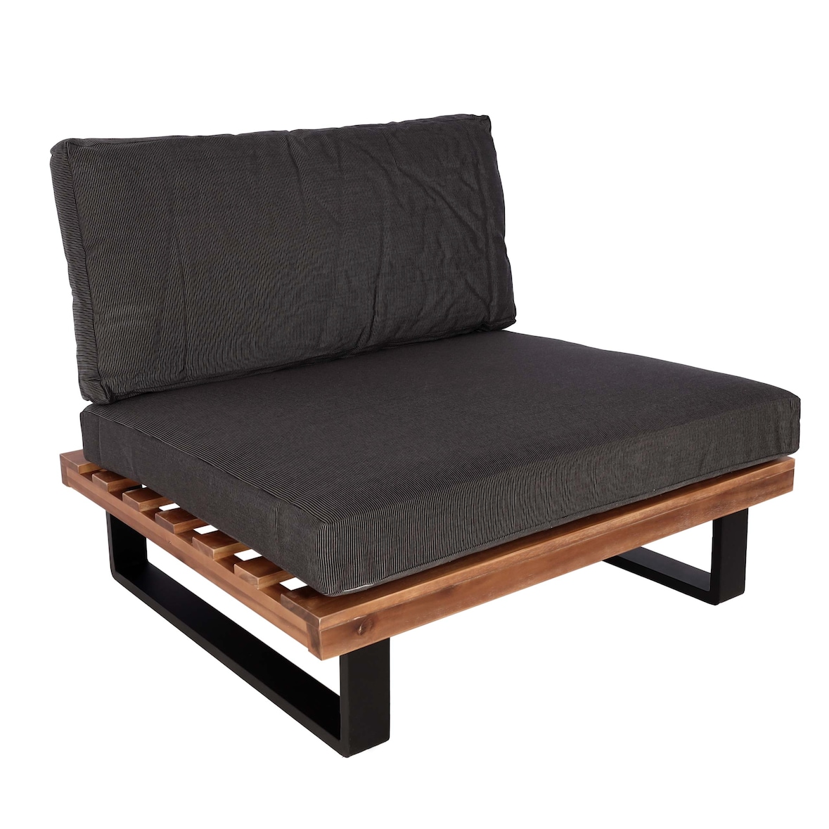 Sillón HWC-H54, sillón de jardín, madera de acacia hilada con certificado MVG aluminio ~ marrón, tapizado gris oscuro