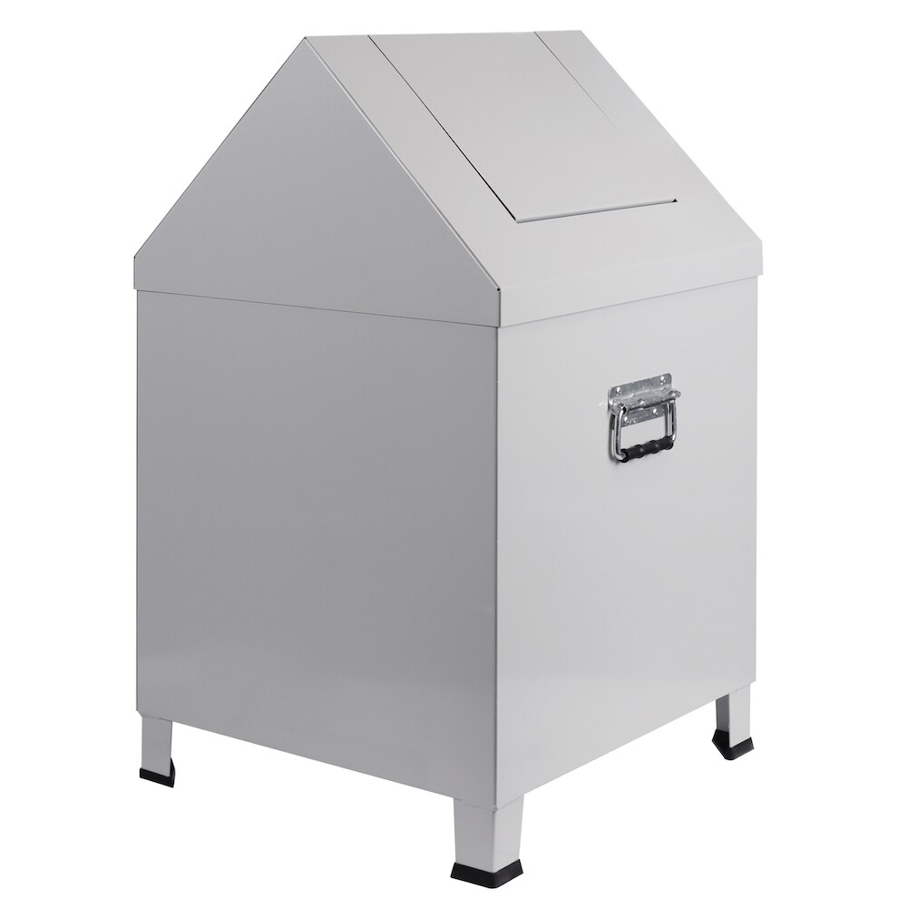 PROREGAL Sicherheits-Putzwollkasten mit selbstschließendem Schwingdeckel | HxBxT 68x40x40cm | Lichtgrau