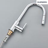 thumbnail of JANA | Torneira de cozinha extensível de aço inox premium cromado brilhante | Torneira gastro alta pressão 360° giratória 2 conexões