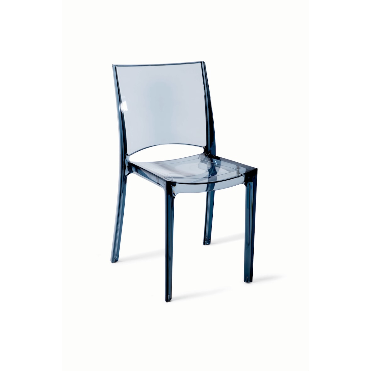 Set di 4 sedie B-side moderne in policarbonato fume', impilabili. Marchio Grandsoleil.  48x50x81,5