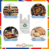 thumbnail of DayBays 100 Stk. Hemdchentragetaschen 50 my 25+12x45 cm HDPE weiß geblockt, reissfest