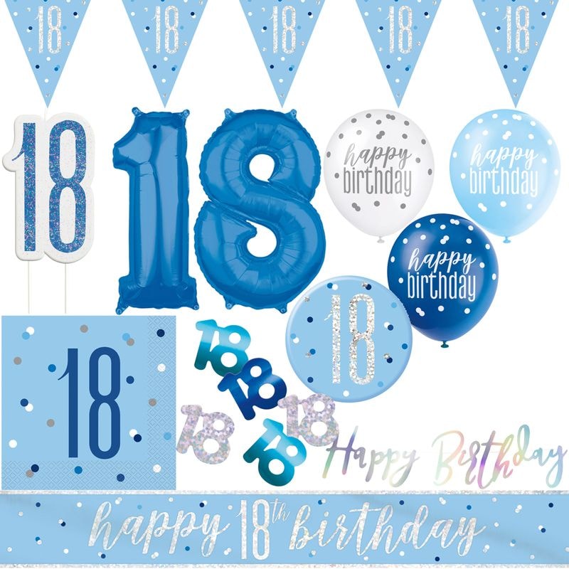 18. Geburtstag Partydeko blau Mann hellblau Geburtstagsparty Artikel Set volljährig Erwachsen