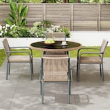 thumbnail of Gartenmöbel-Set Eisen Grau, 5-teilig mit rundem Tisch 110x110x74 cm, Sicherheitsglas, 4 Sessel mit Seilrückenlehne und Kissen