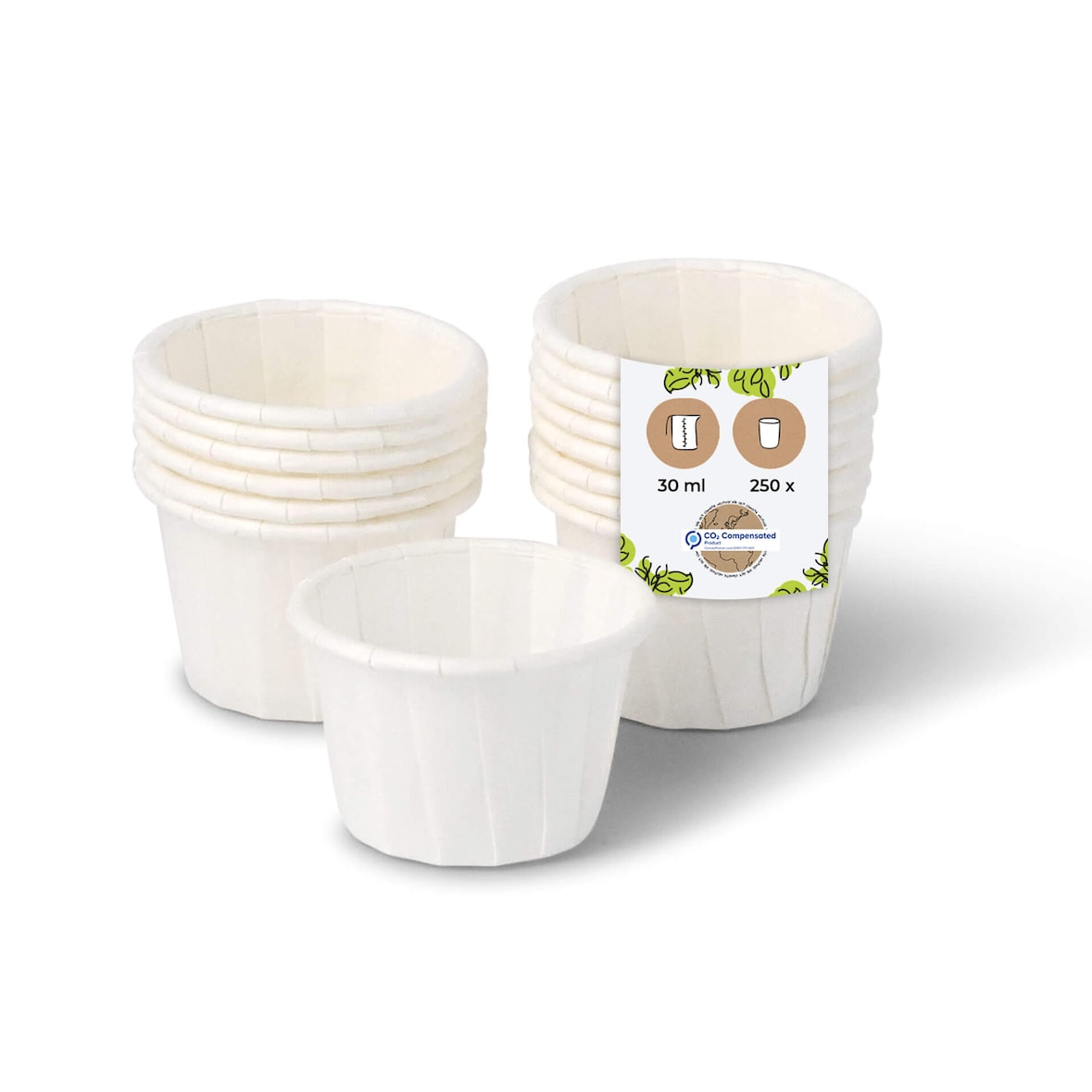 BIOZOYG 250 Stück Mini-Schalen 30ml weiß, Probierbecher, Einwegschälchen Dipschalen Papier für Dips, Saucen, Fingerfood, umweltfreundlich, robust