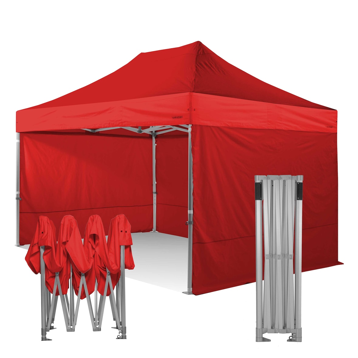 RAY BOT Gazebo pieghevole 4x6 rosso Exa 55mm alluminio con laterali. Gazebo rapido e automatico.