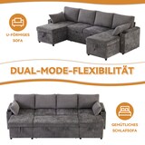 thumbnail of Schlafsofa U-Form mit Stauraum, Getränkehaltern und Kissen – Umwandelbares Sofa 272x131x86 – Modernes Design in Grau