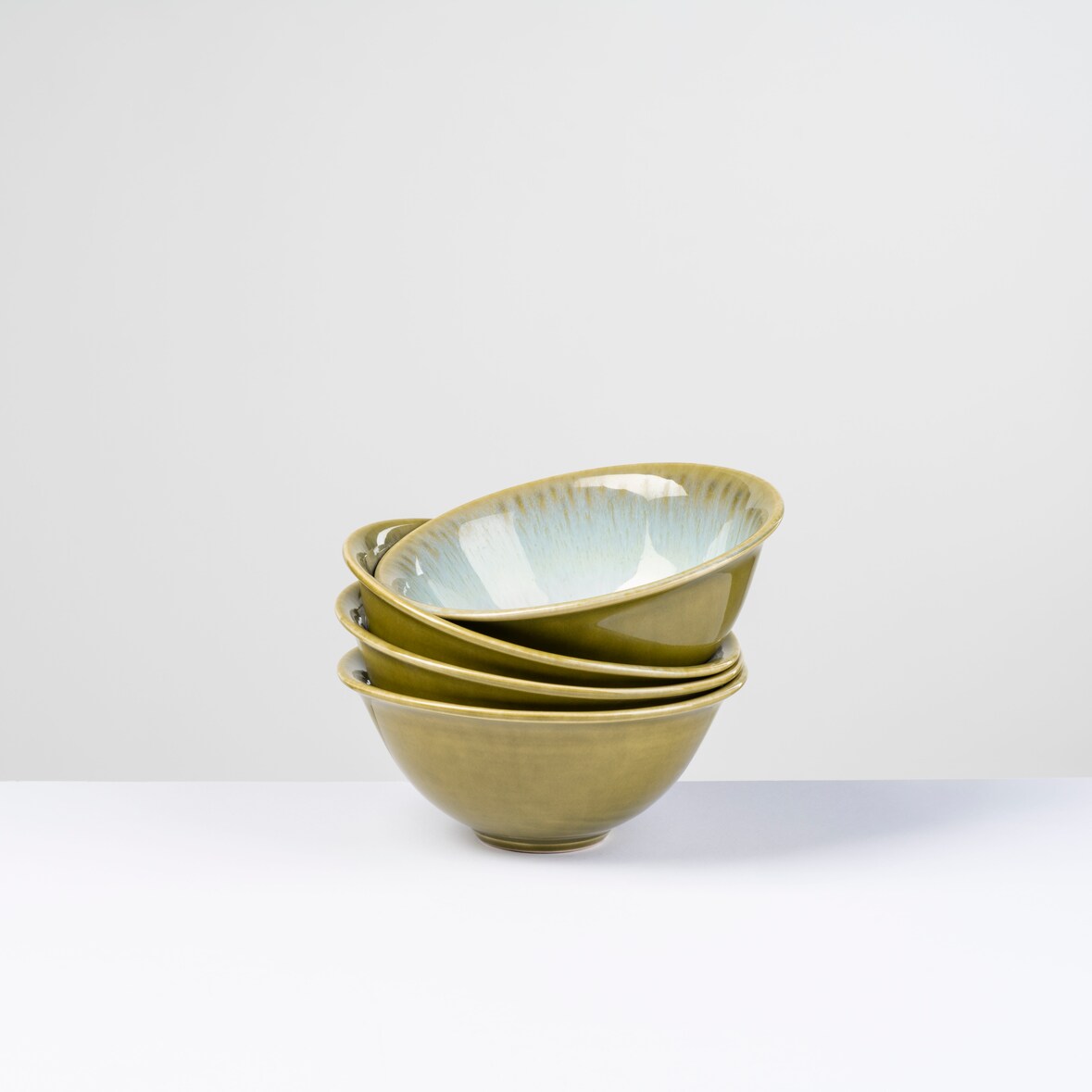 Gipfelstück Schüssel 15 cm mit grünem Rand 4er-Set, postsicher, Serie FLUSSUFER