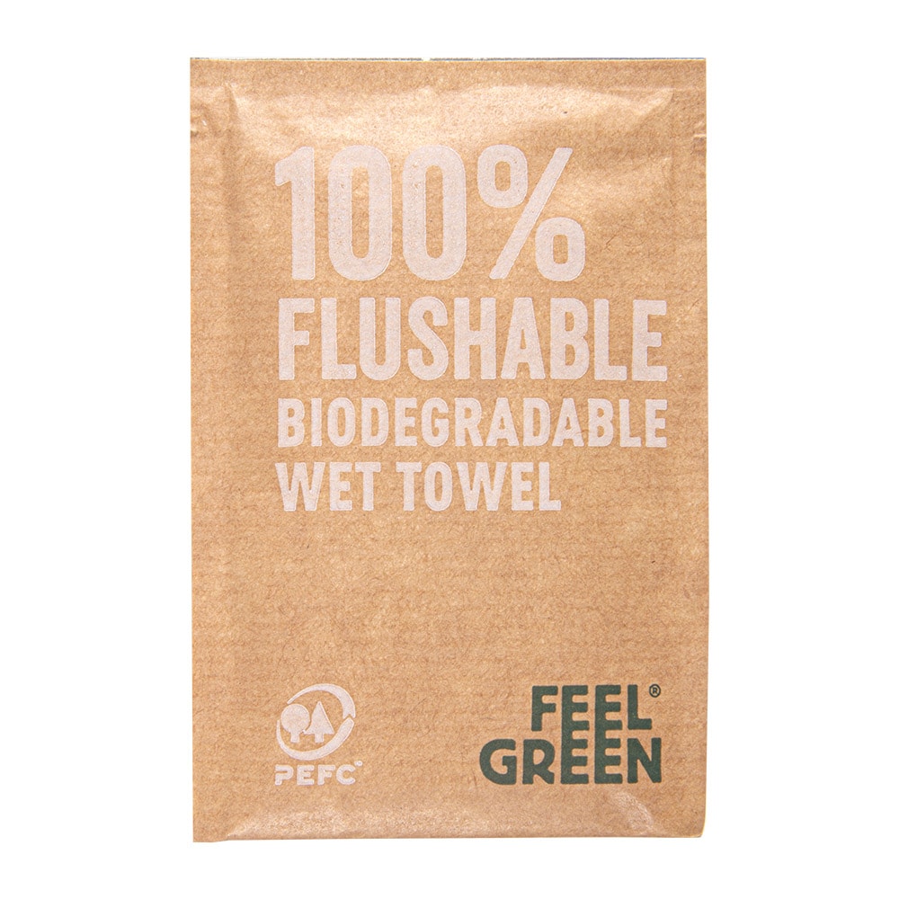 Toallitas Flushable Kraft 'Feel Green' 50 G/M2 6,8X10 Cm Blanco Celulosa (1200 unidades)