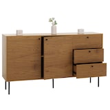 thumbnail of Kommode HWC-N78, Sideboard, 3 Schubladen 2 Türen, skandinavischer Stil Metall Holz Melamin MVG 85x150x40cm ~ natur
