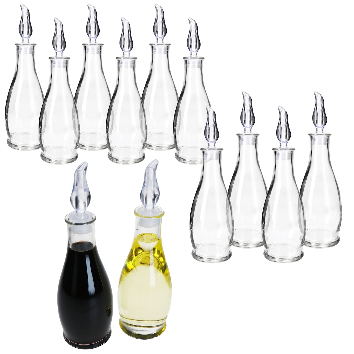 12er Set OLLI Essig- & Öl-Flaschen mit Ausgießer - 13249022S