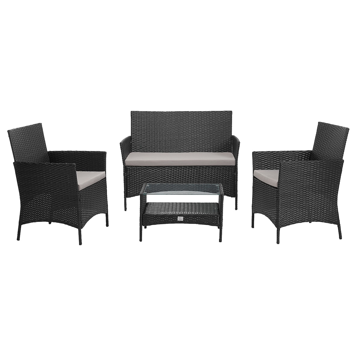 Rattan-Set BROOKLYN Schwarz