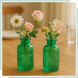thumbnail of Relaxdays Glasvase, 12er Set, Deko-Vase, geprägtes Vintage-Design, HD: 13x6 cm, Mini-Vasen für Tischdeko, Glas, grün