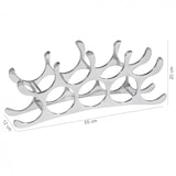 thumbnail of Modernes Weinregal aus Metall, Kapazität für 9 Flaschen, in silberner Farbe, handgefertigt, stabil und dekorativ. 55x12x20 cm | Kadima Design