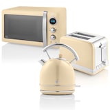 thumbnail of SWAN STRP2070CNEU Retro Set Frühstück, Wasserkocher 1,8 L, 2 Breitschlitz-Toaster, Mikrowelle 20 L, Creme, 850W