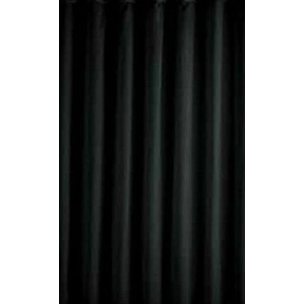 Textil Duschvorhang Uni Schwarz 240x200 cm - Überlänge perfekt für hohe Decken!
