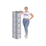 thumbnail of PROREGAL 5x Eurobox NextGen Grip mit Scharnierdeckel & grünen Verschlüssen | HxBxT 32x30x40cm | 30 Liter | Griffe offen | Glatter Boden