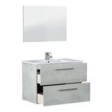 thumbnail of Dmora Mobile sottolavabo Inglewood, Mobiletto per bagno sospeso, Armadio a 2 cassetti e specchio, 80x45h57 cm, Cemento