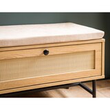 thumbnail of Schuhbank mit Sitzfläche 100x60x38 cm Garderobenbank Eiche-Dekor, Sitzbank Rattan Klein Gepolstert, Bank Schmal Flur mit Stauraum, Flurbank Flurmöbel