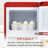 thumbnail of Retro-Kühlschrank Doppeltür 92L Kühlvolumen 28L Gefrierfach 45dB Rot 105x41x45 cm LED-Beleuchtung kompakt