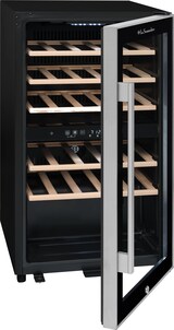 thumbnail of LA SOMMELIERE Cantinetta vino doppiazona per il servizio con porta vetro full glass nera con bordo inox. Larghezza 48cm, altezza 86cm