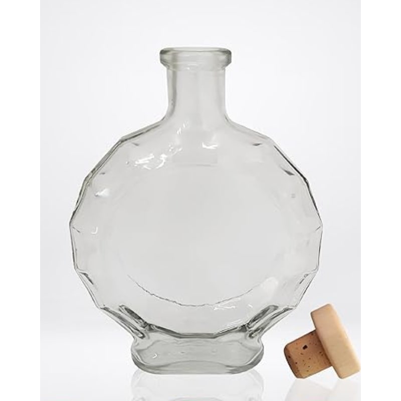 5 Garrafas de Vidro 500ml com Rolha de Cortiça – Elegância e Versatilidade para Licores, Rum e Bebidas Artesanais