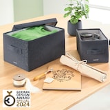 thumbnail of LEITZ  Scatola Archivio pieghevole in tessuto con coperchio e maniglie, Formato Medium, per la Casa e l'Ufficio, Grigio, Conf. 2 pezzi, 61440089