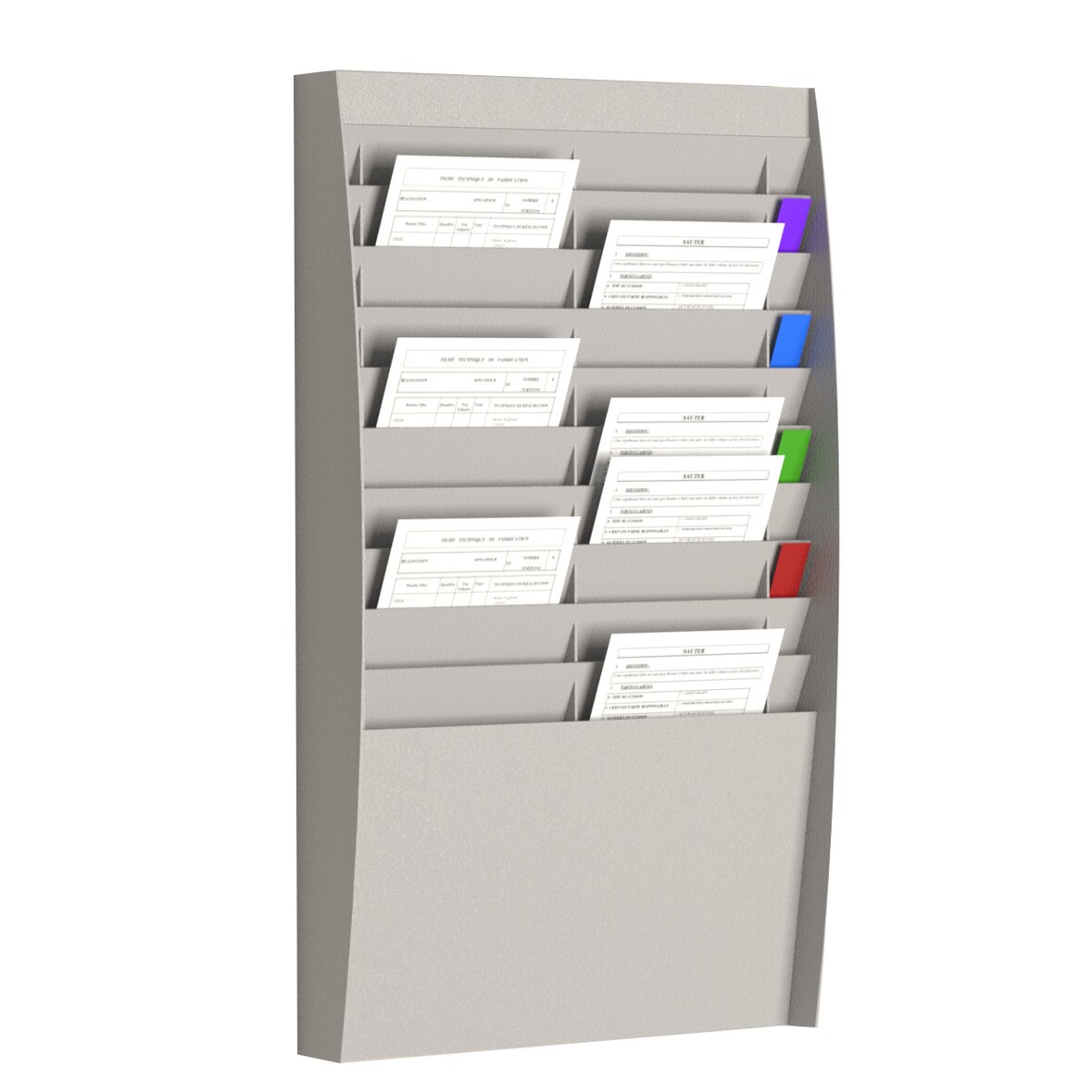 PAPERFLOW Trieur Mural Vertical 20 Cases A4 (2X10) H86.5Xl54.4Xp10.6Cm Gris