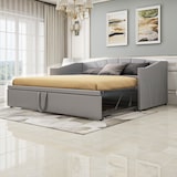 thumbnail of Ausziehbett 90x200 cm, erweiterbar auf 180x200 cm mit Lattenrost – Vielseitiges Polsterschlafsofa in Grau mit Samtbezug