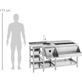 thumbnail of Royal Catering Mesa de coctelería - con recipiente para hielo, 4 cubetas GN 1/9, enjuagador de vasos y soporte para botellas -