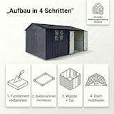 thumbnail of Gerätehaus XXXL – verzinktes Metall in Anthrazit (RAL 7016) | Inkl. Schloss & Werkzeughaken | wetterfester Geräteschuppen, Gartenhaus