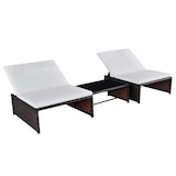 thumbnail of Sillas de jardín reclinables con mesa 2 uds ratán PE marrón
