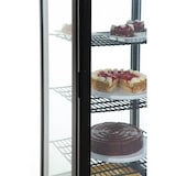 thumbnail of Vitrina refrigerada con puerta curva, 4 estantes, plástico/cristal, 169 x 51,5 x 48,5 cm, refrigeración por aire, 235 L, negra, Polar DP289