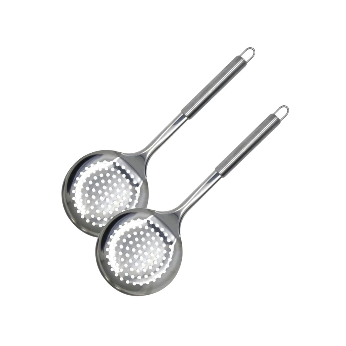 Set van 2 Fackelmann schuimspanen van 32 cm in Elemental roestvrij staal