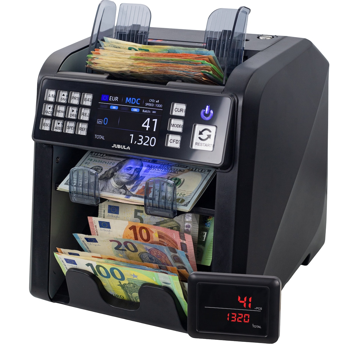 Jubula MV-600 Banknotenzähler | Banknotensortierer für gemischte Geldscheine | UV/MG/IR/DD / 2CIS usw. | EUR USD GBP usw. | Geldzählmaschine