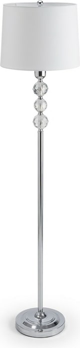 thumbnail of Relaxdays Stehlampe, Stoffschirm, Metall, E27, HxD: 155 x 35,5 cm, Kristall-Design, Standleuchte Wohnzimmer, silber/weiß