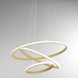 thumbnail of Lustre LED regulável Iole S3 60W - Suspensão moderna com 3 anéis em alumínio dourado escovado, luz quente 3000K, 3000lm, design elegante