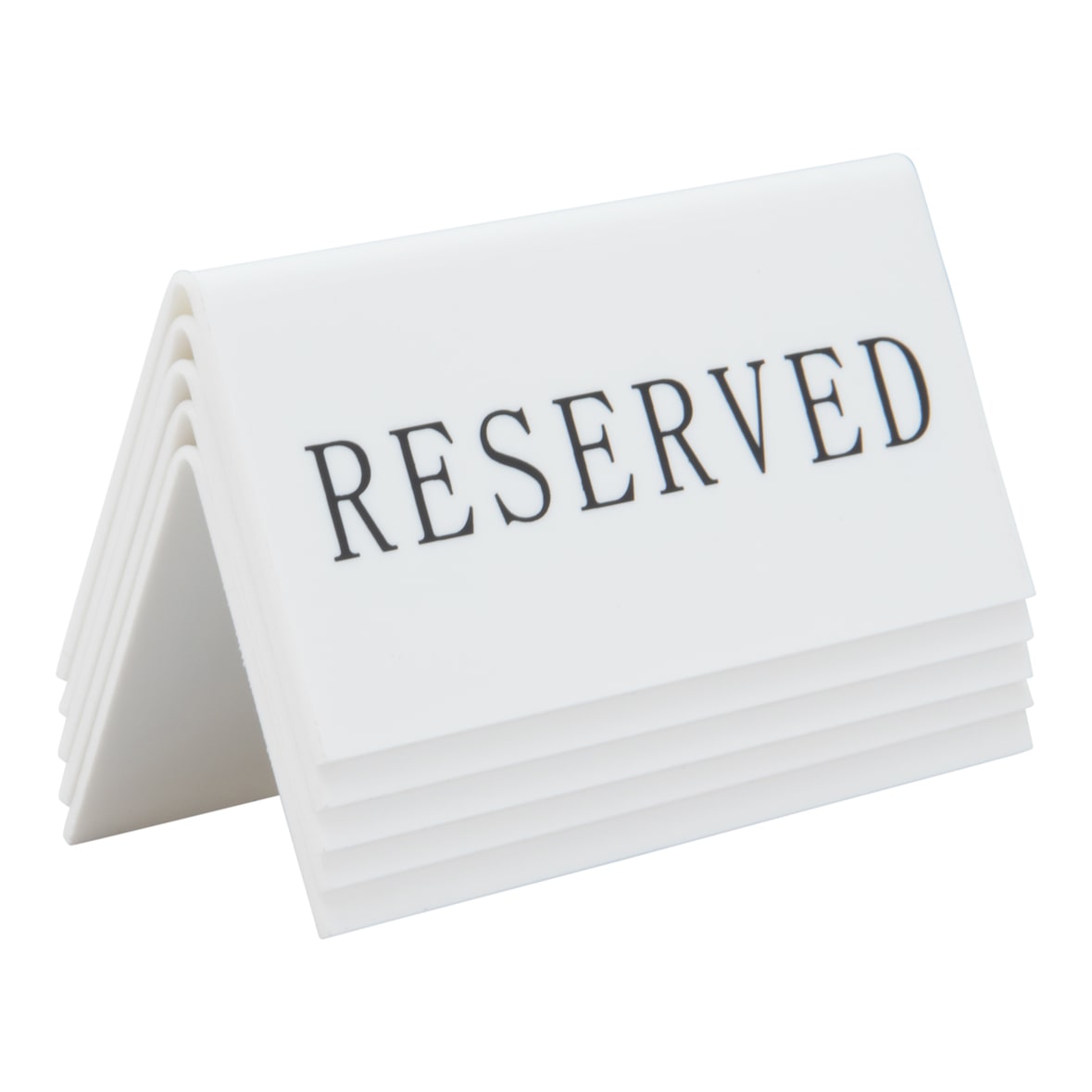 Securit® Set van 5 Tafelreserveringsborden 'Reserved' (Engels) - Wit Acryl met Zwarte Letters