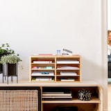 thumbnail of Relaxdays Dokumentenablage Bambus, DIN A4, 8 Fächer, Büro Organizer, HxBxT: 25 x 49 x 31 cm, Schreibtischablage, natur