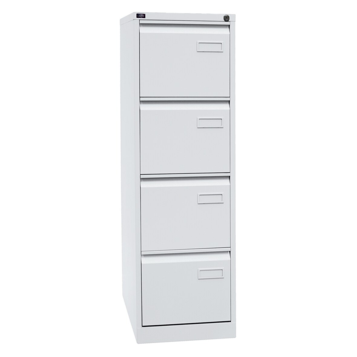 BISLEY Light Hängeregistraturschrank mit Schloss aus Metall in verkehrsweiß, 4 Schubladen, einbahnig - Hängeregisterschrank abschließbar,