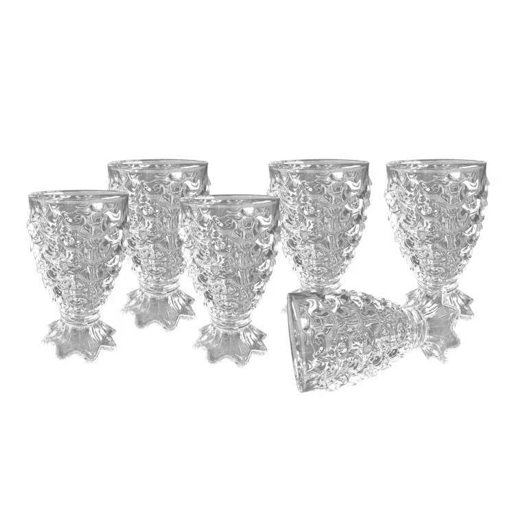 6 Trinkgläser Set 180ml 6 Gläser Glas Wasser Limonade Vintage  Cognac Wein Retro Cocktail