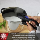 thumbnail of Magefesa Favorit - Olla Express 6L, Acero Inoxidable 18/10, Mango Ergonómico, Cocina Rápida, Fondo Tricapa, Induccion, Limpieza Fácil, Cocina Sana