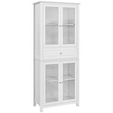 thumbnail of HOMCOM alacena de cocina mueble vitrina con 4 puertas de vidrio templado cajón y estantes ajustables para salón comedor 74x35,5x181,5 cm Blanco
