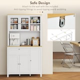 thumbnail of HOMCOM alacena de cocina moderno mueble auxiliar de cocina con 5 puertas estante ajustable cajón y encimera de microondas abierta 100x40x180 cm blanco